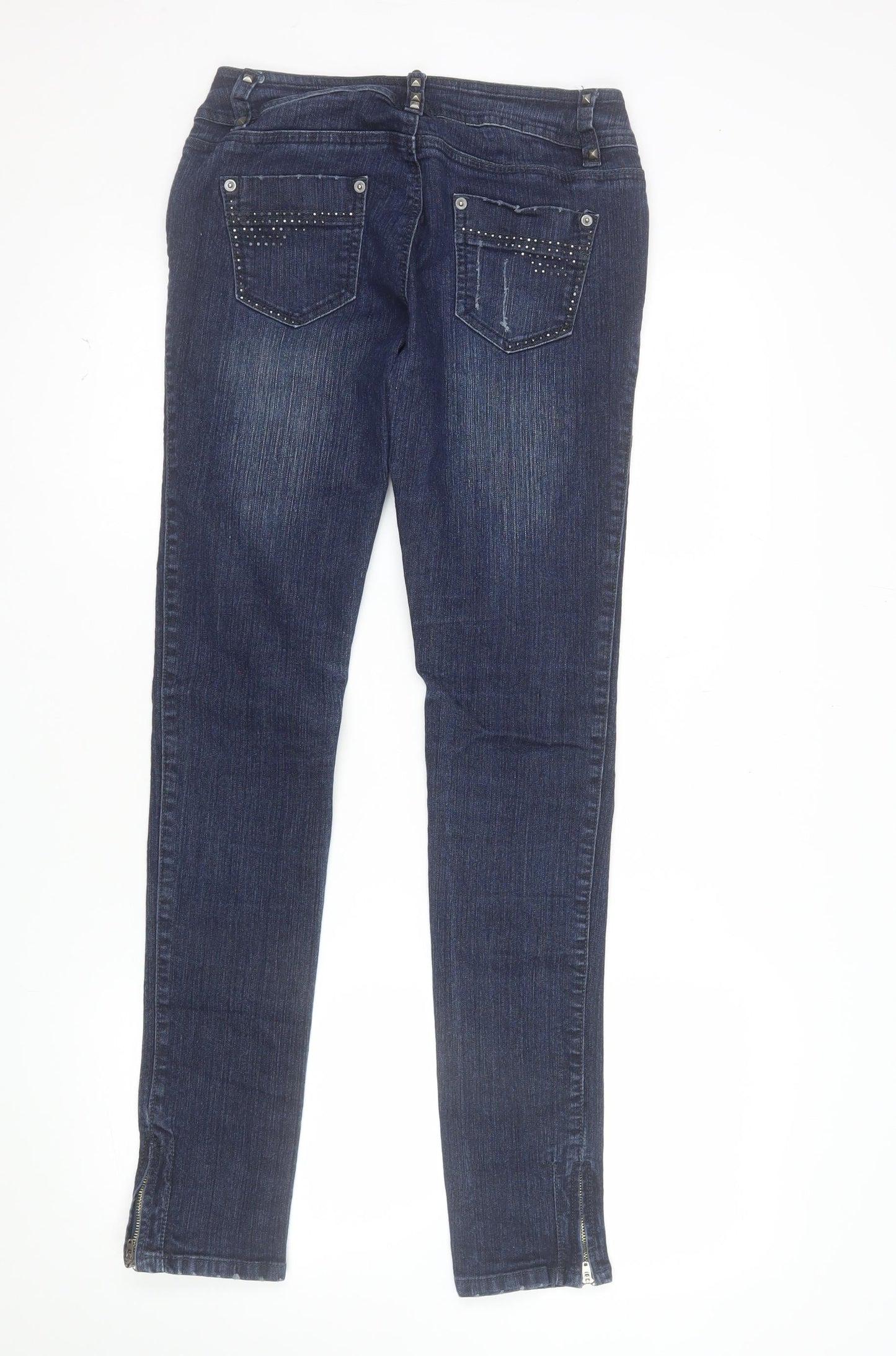 Jane Norman Womens Blue Skinny Stretch Studded Jeans Size 10