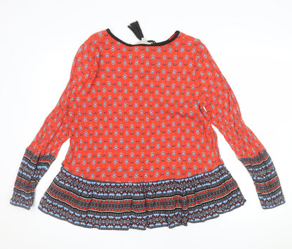 F&F Women’s Red Floral Bohemian Long Sleeve Blouse Size 14