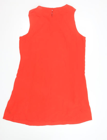 F&F Women Red Beaded Collar Sleeveless Shift Dress Size 18
