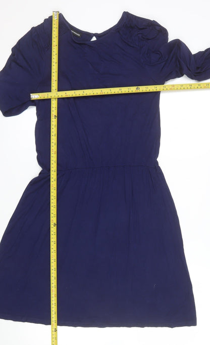 Warehouse Women’s Blue A-Line Jersey Dress Size 10 Long Sleeve