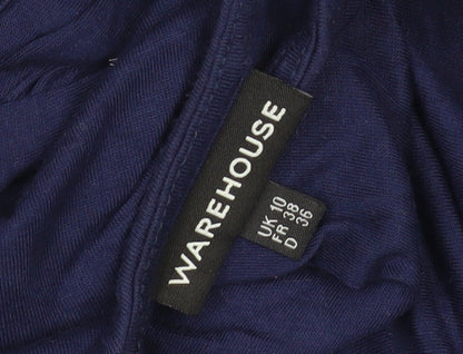 Warehouse Women’s Blue A-Line Jersey Dress Size 10 Long Sleeve