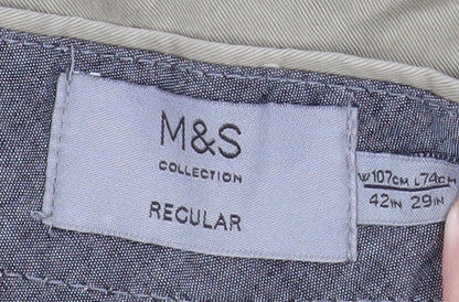 Marks and Spencer Men’s Beige Chino Trousers 42W 29L Regular Fit