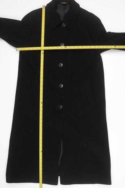 Marks and Spencer Women's Black Wool Overcoat Size 12 Long