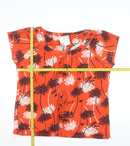 RJR John Rocha Women Orange Floral Linen Viscose Tunic Blouse Size 18