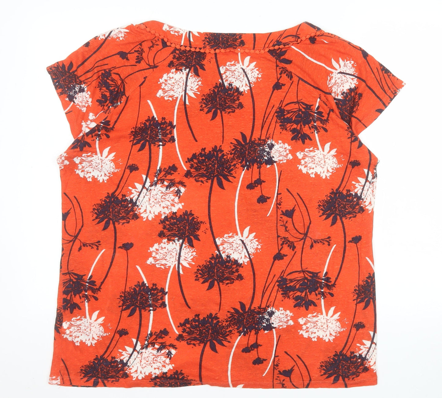 RJR John Rocha Women Orange Floral Linen Viscose Tunic Blouse Size 18
