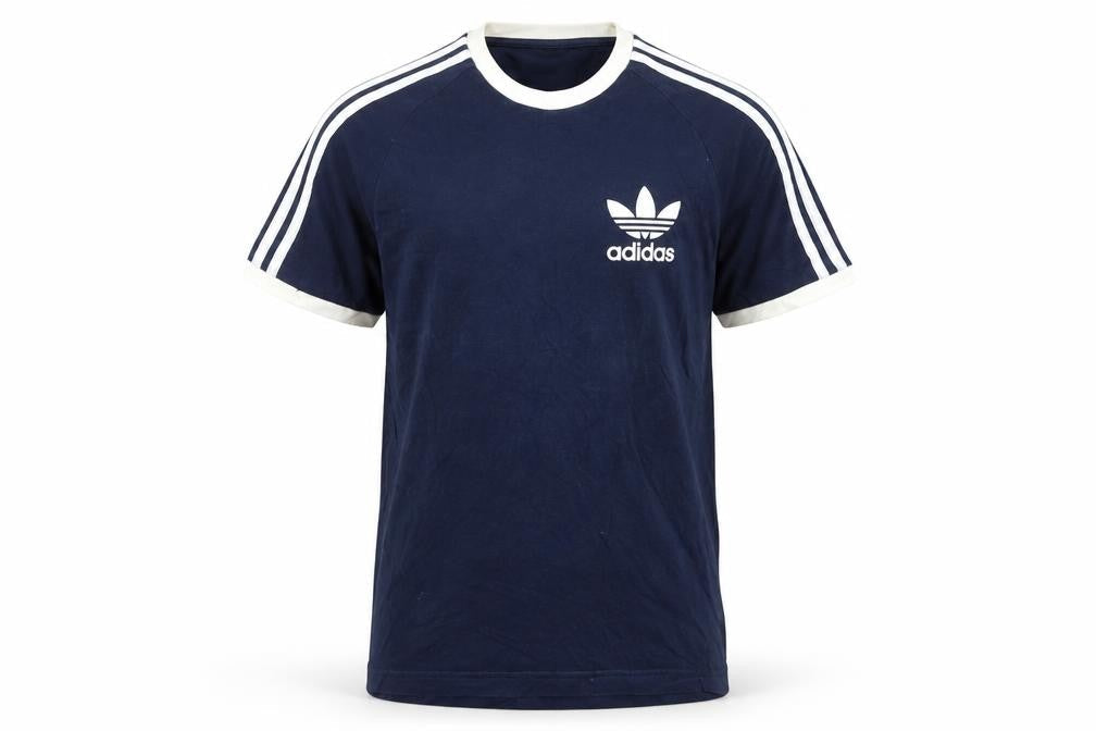 Front view of Adidas Men's Navy Blue Short Sleeve Crew Neck Cotton T-Shirt M