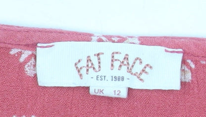 Fat Face Womens Pink Floral Viscose Short Sleeve Tunic Blouse UK 12