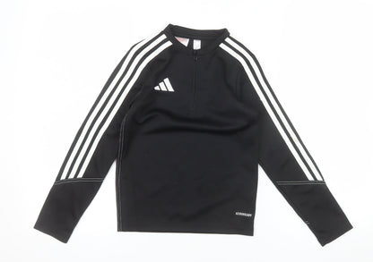 adidas Boys Black 7-8 Years Long Sleeve 1/4 Zip AEROREADY Training Top