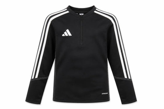 Front view of adidas boys’ black 7-8 years long sleeve 1/4 zip aeroready training top