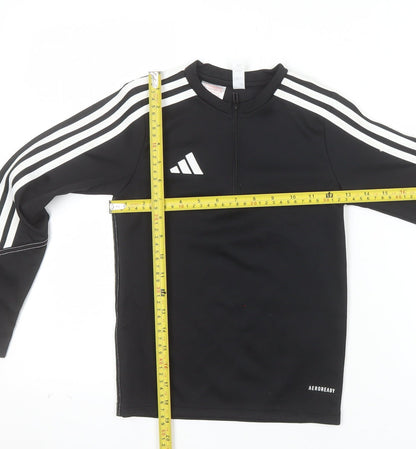 adidas Boys Black 7-8 Years Long Sleeve 1/4 Zip AEROREADY Training Top