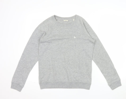 Jack Wills Women Grey Cotton Crew Neck Pullover Sweatshirt UK 10