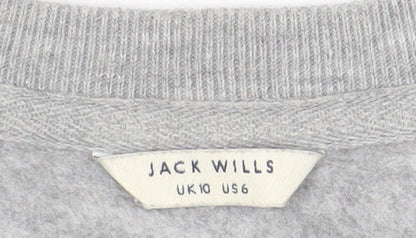 Jack Wills Women Grey Cotton Crew Neck Pullover Sweatshirt UK 10