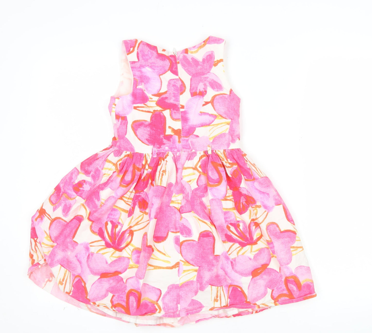 Next Girls Pink Floral Cotton Fit & Flare Sleeveless Party Dress 6 Years