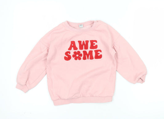 Tu Kids Girls Pink Awesome Fleece Sweatshirt 6 Years Long Sleeve Pullover