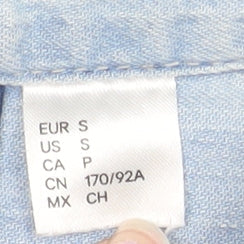 H&M Divided Mens Light Blue Denim Button-Up Shirt Size S Regular Fit