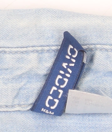 H&M Divided Mens Light Blue Denim Button-Up Shirt Size S Regular Fit