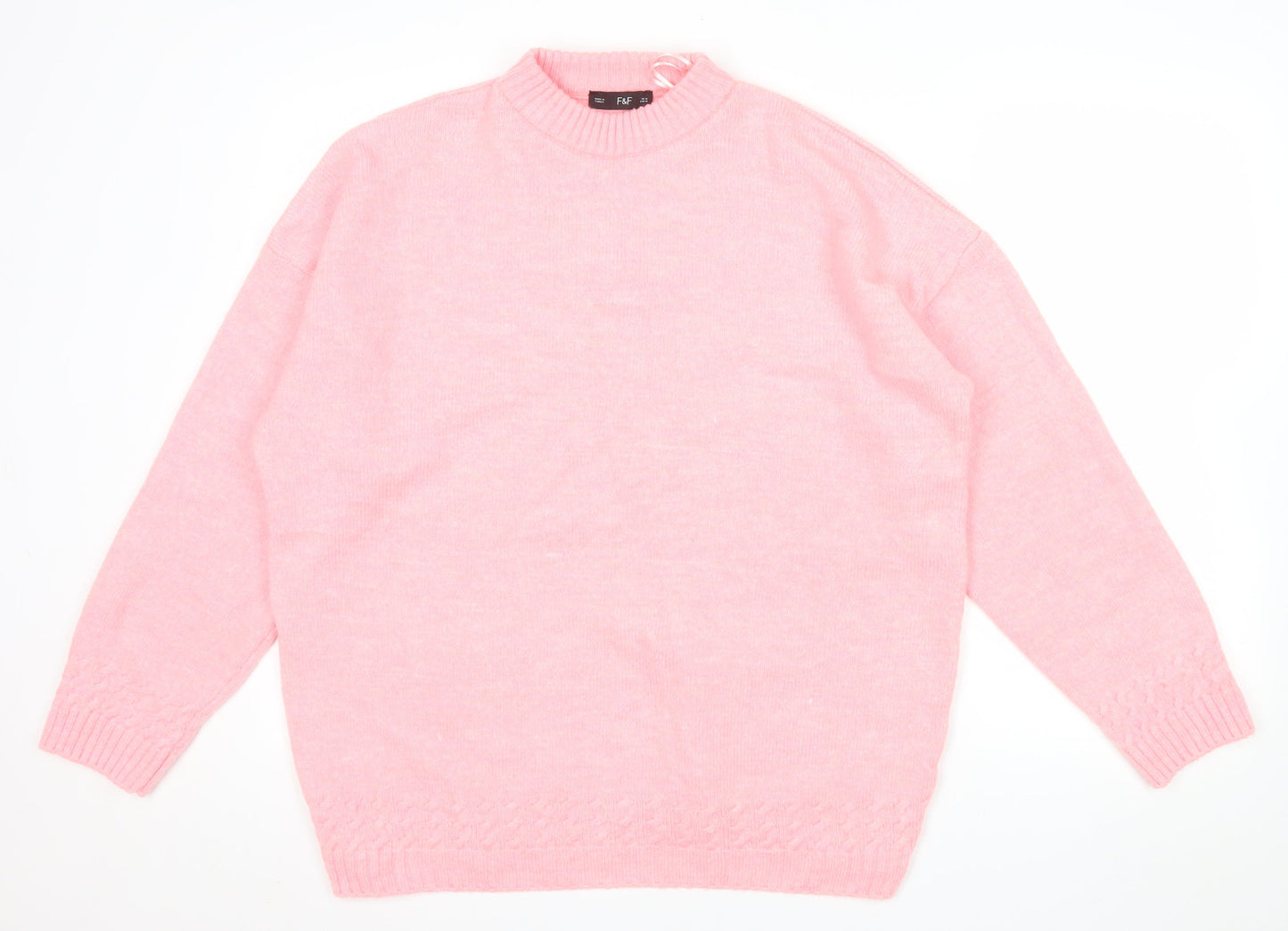 F&F Women's Pink Mock Neck Long Sleeve Pullover Jumper Size M