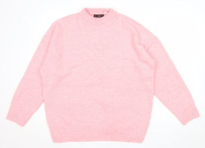 F&F Women's Pink Mock Neck Long Sleeve Pullover Jumper Size M