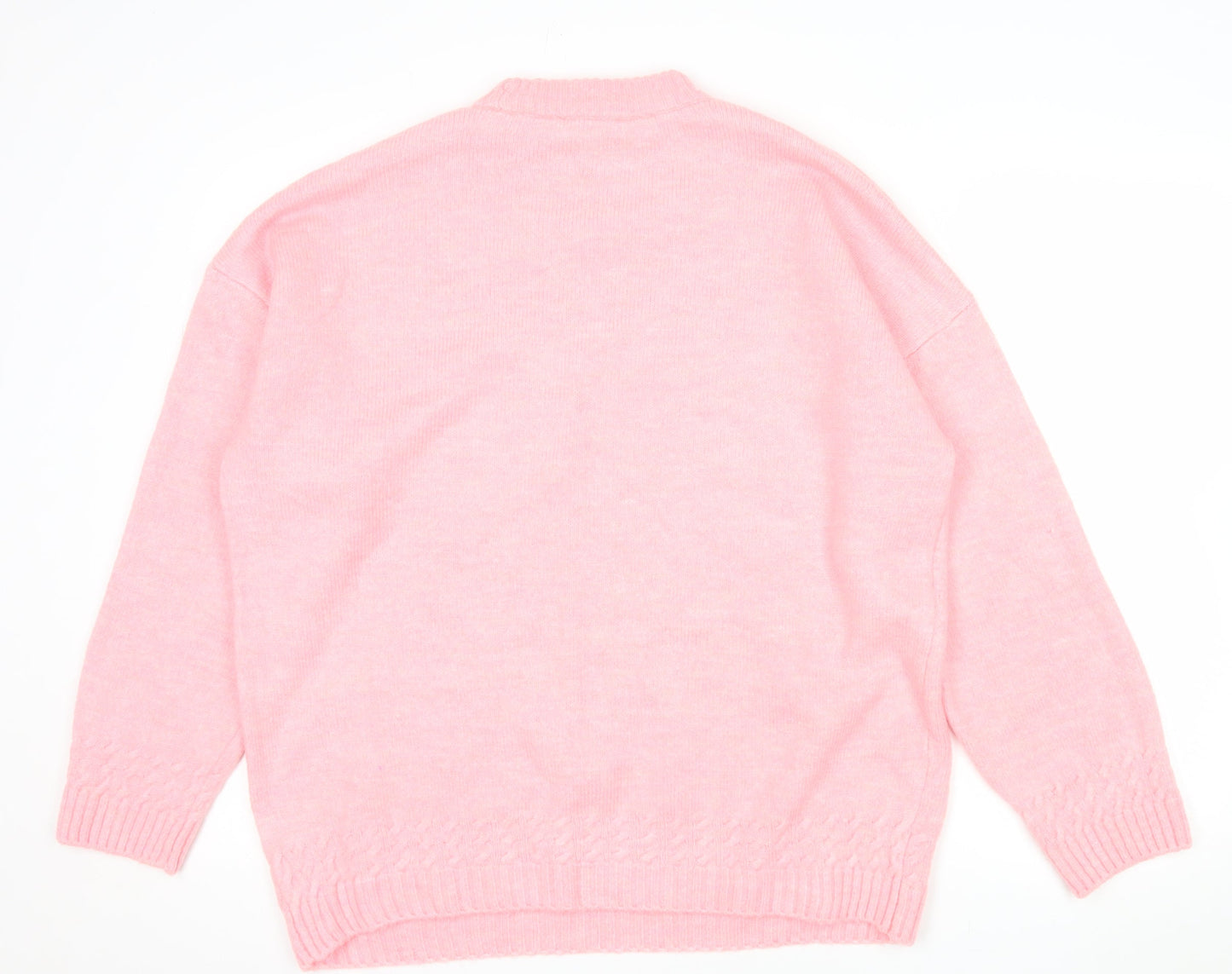 F&F Women's Pink Mock Neck Long Sleeve Pullover Jumper Size M