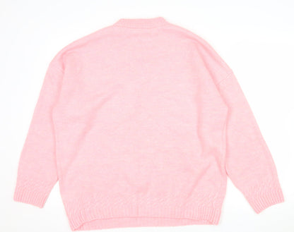 F&F Women's Pink Mock Neck Long Sleeve Pullover Jumper Size M