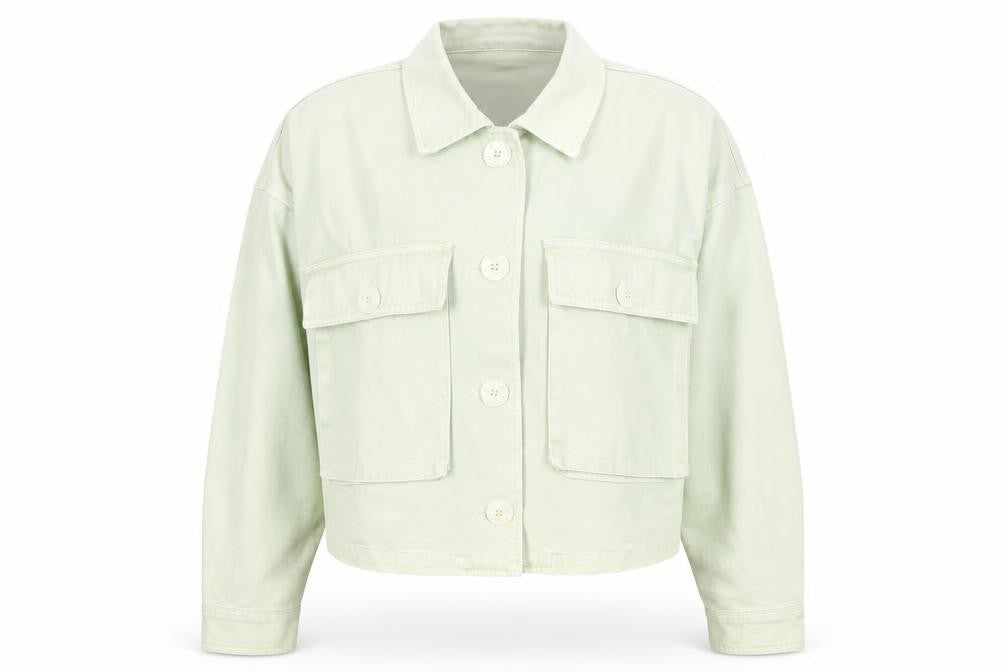Bershka Womens Green Cropped Cotton Jacket Size 14 Casual