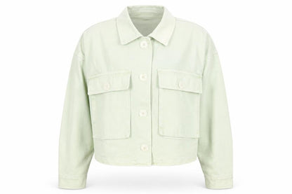 Bershka Womens Green Cropped Cotton Jacket Size 14 Casual