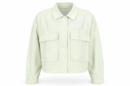 Bershka Womens Green Cropped Cotton Jacket Size 14 Casual