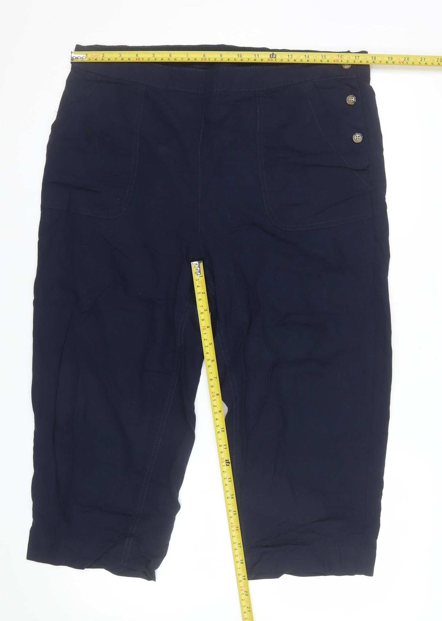 Charlotte West Women’s Blue Linen Blend Size 16 Capri Trousers