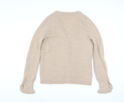 JD Williams Women’s Beige Wool Blend V-Neck Chunky Knit Cardigan Size 8