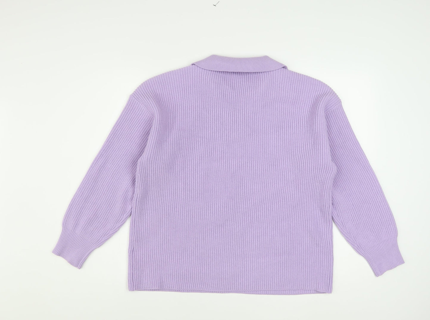 Denim & Co Women Lilac Collared Rib Knit Pullover Jumper Size M