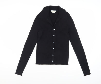Boden Women's Black Button-Up Knit Top Size S Long Sleeve