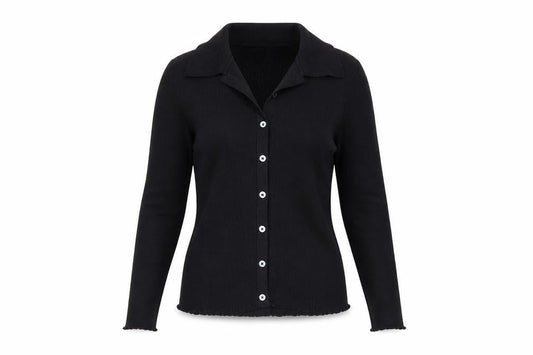 Boden Women's Black Button-Up Knit Top Size S Long Sleeve