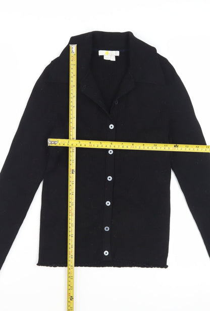 Boden Women's Black Button-Up Knit Top Size S Long Sleeve