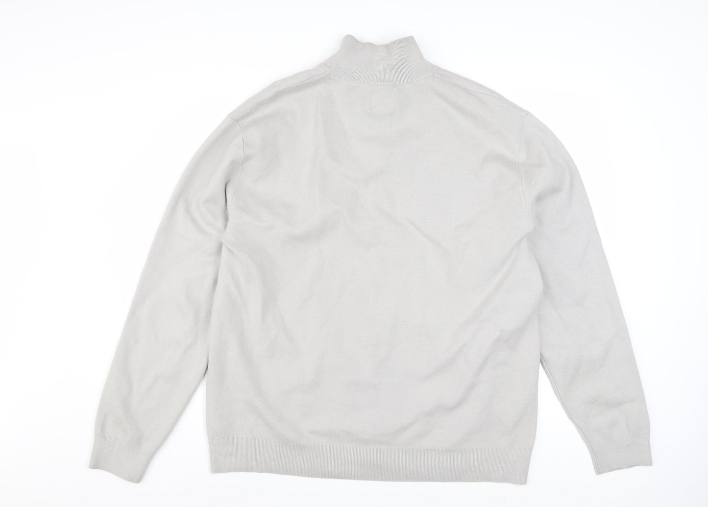 Next Men’s Grey Full Zip High Neck Jumper Size L Viscose Blend