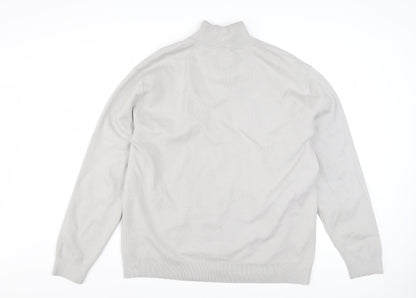 Next Men’s Grey Full Zip High Neck Jumper Size L Viscose Blend