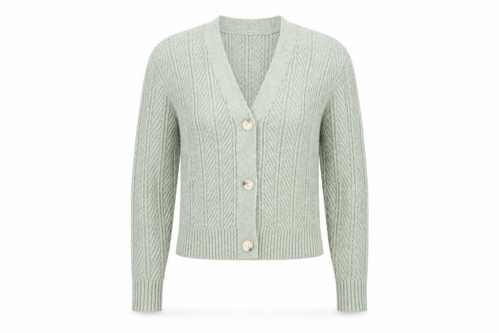 Marks & Spencer Women's Green Cable Knit Cardigan XS