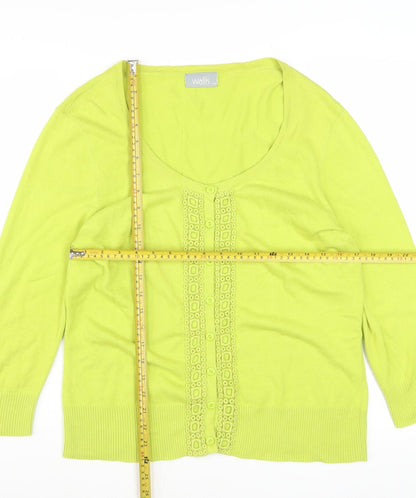 Wallis Women’s Green Cotton Blend 3/4 Sleeve Cardigan Size 14