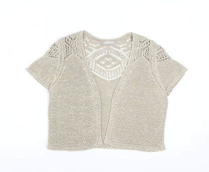 Marks and Spencer Women’s Beige Crochet Open-Knit Cardigan Size 14