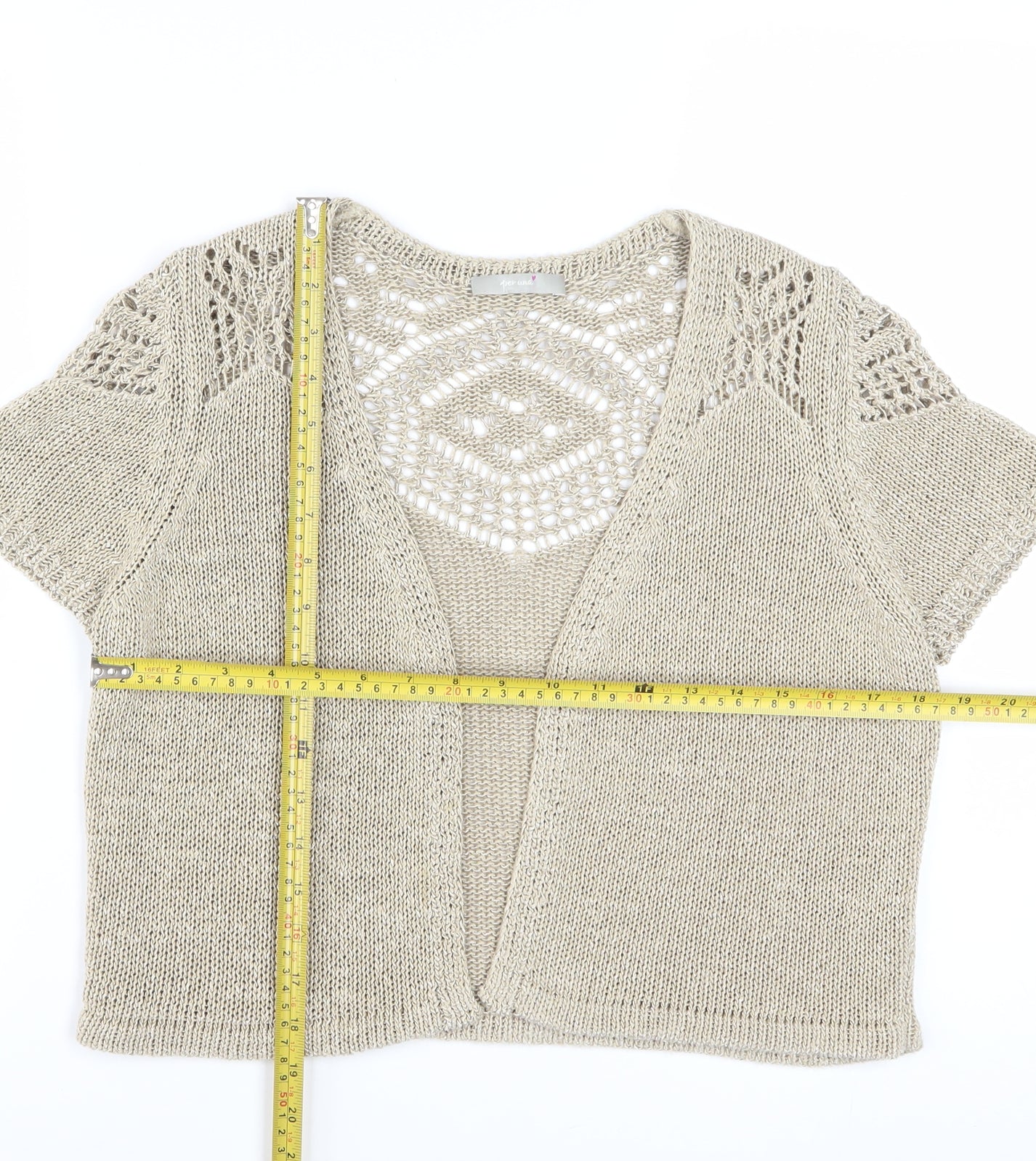 Marks and Spencer Women’s Beige Crochet Open-Knit Cardigan Size 14