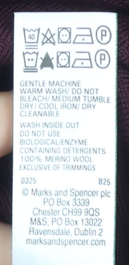 Marks and Spencer Men's Red Merino Wool Crew Neck Jumper L