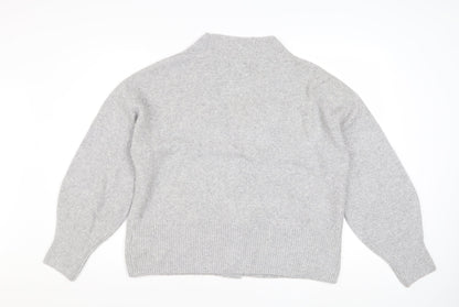 Marks and Spencer Women Grey L V-Neck Button Knit Cardigan