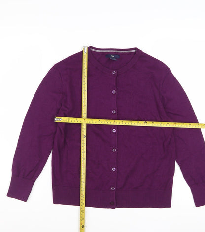 Gap Womens Purple Cotton Crew Neck Button Cardigan Size M