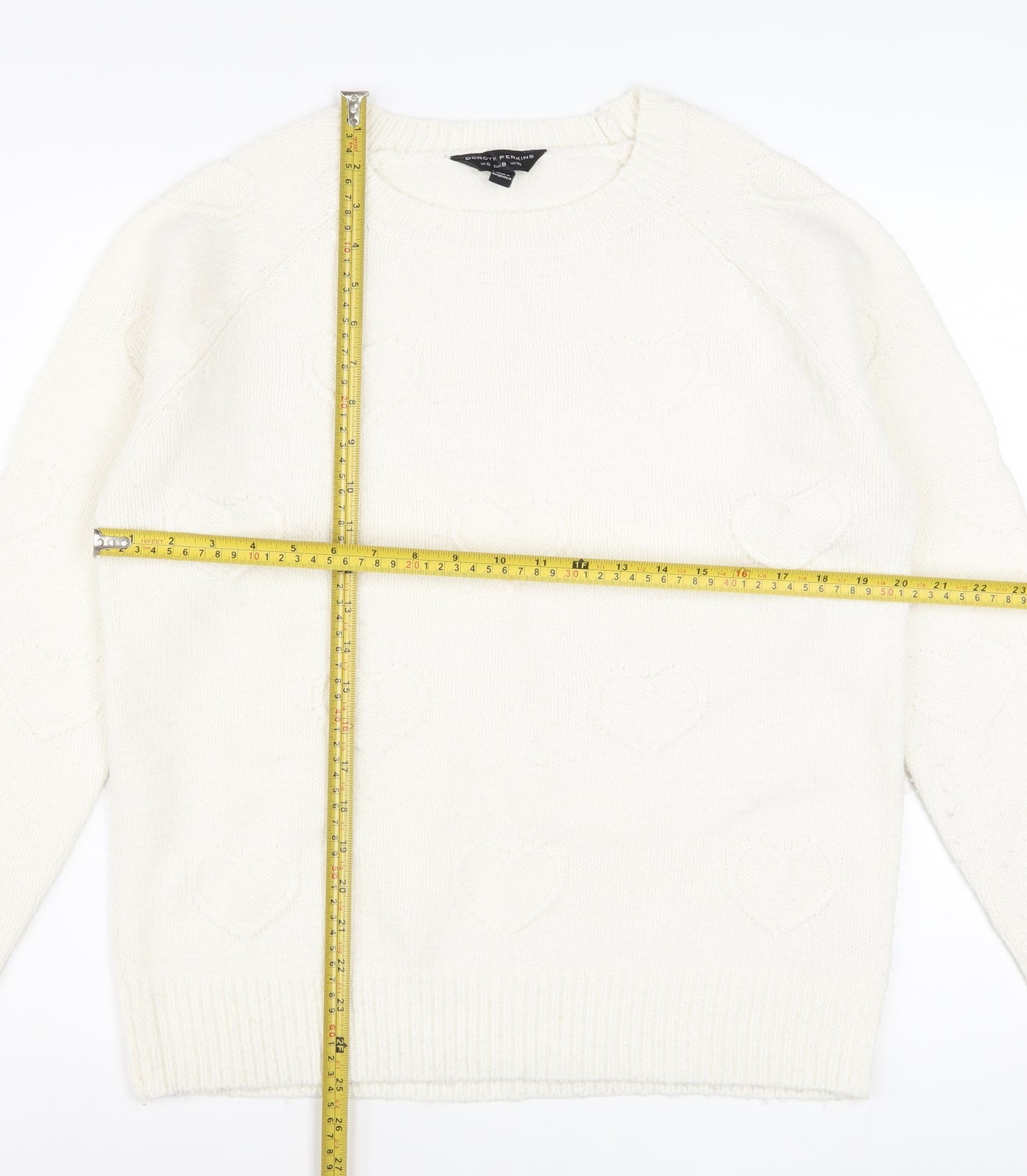 Dorothy Perkins Women’s Ivory Heart Knit Pullover Jumper UK 10