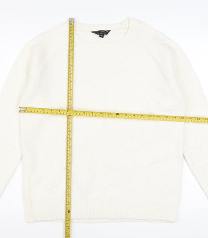 Dorothy Perkins Women’s Ivory Heart Knit Pullover Jumper UK 10