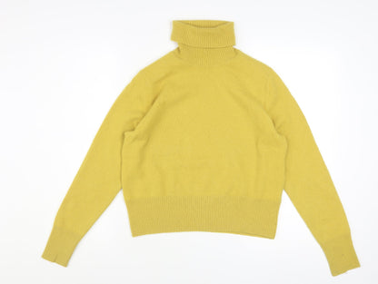 Pure Collection Women Yellow Cashmere Roll Neck Jumper Size 14