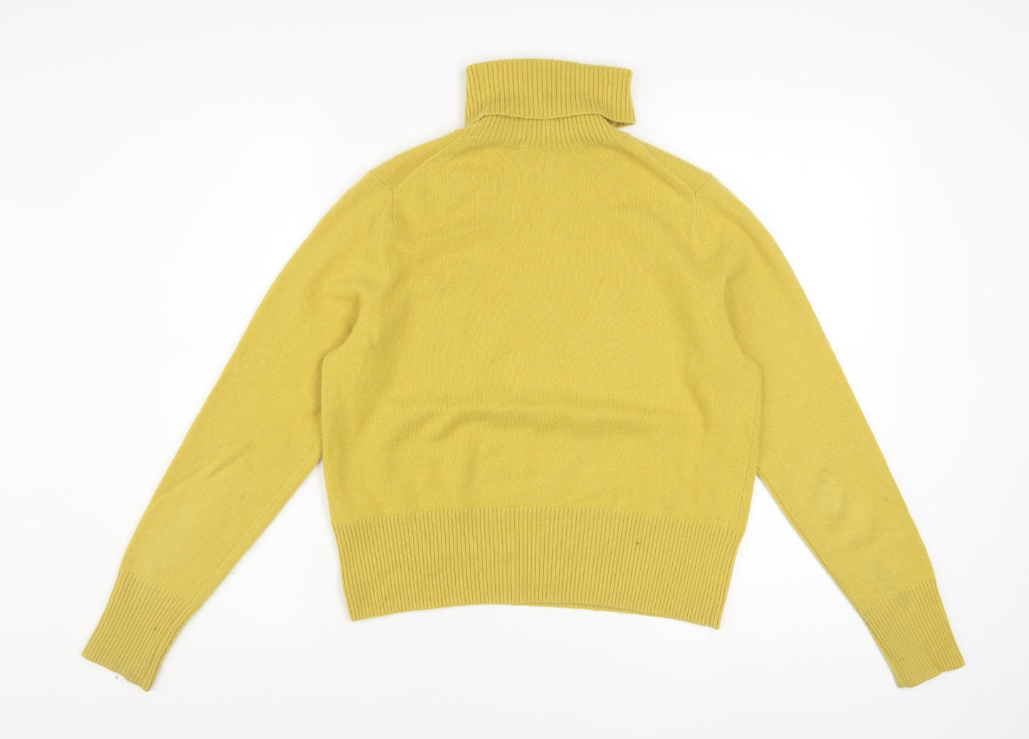Pure Collection Women Yellow Cashmere Roll Neck Jumper Size 14