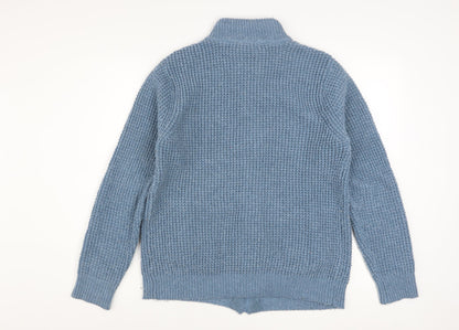 Cotton Traders Men's Blue Full Zip Chunky Knit Jumper Size S