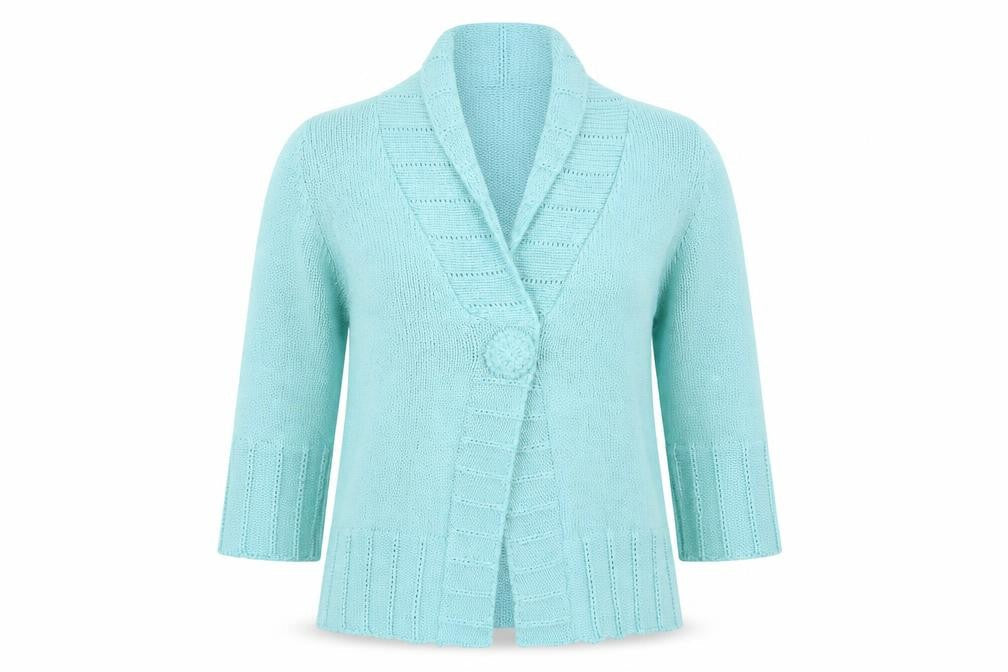 Marks & Spencer Women Blue Cardigan L Knit Acrylic 3/4 Sleeve