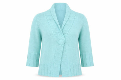 Marks & Spencer Women Blue Cardigan L Knit Acrylic 3/4 Sleeve