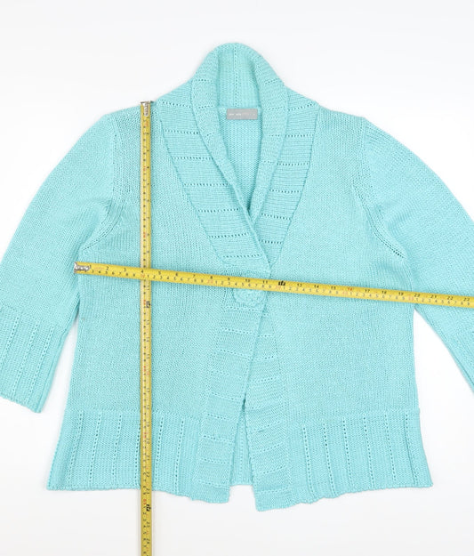 Marks and Spencer Women Blue Cardigan L Knit Acrylic 3/4 Sleeve